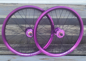 20" TNT M80X Sealed High Flange Flip-Flop BMX Wheelset - Pair - Purple