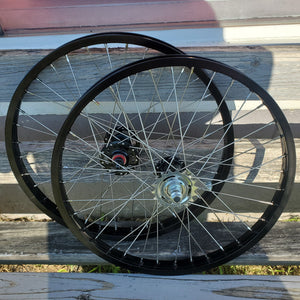 20" 7X style Coaster Brake BMX Wheels - Pair - Black