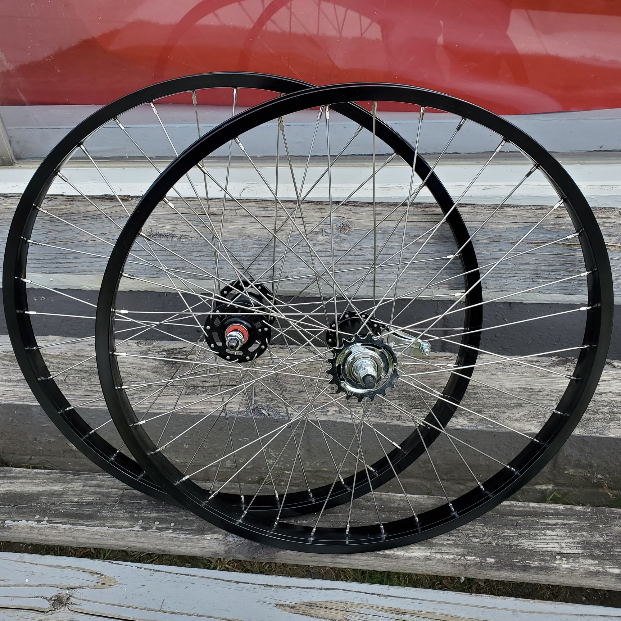 24" 7X style Coaster Brake BMX Wheels - Pair - Black