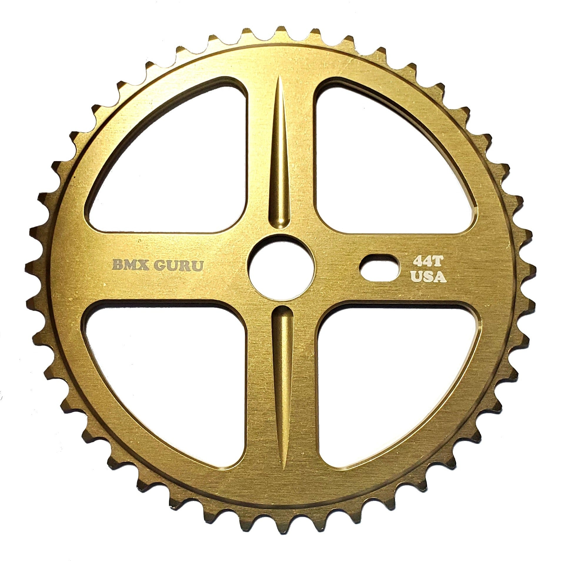 BMXGuru 44t Bolt Drive BMX Aluminum Sprocket / Chainwheel - Gold - USA Made