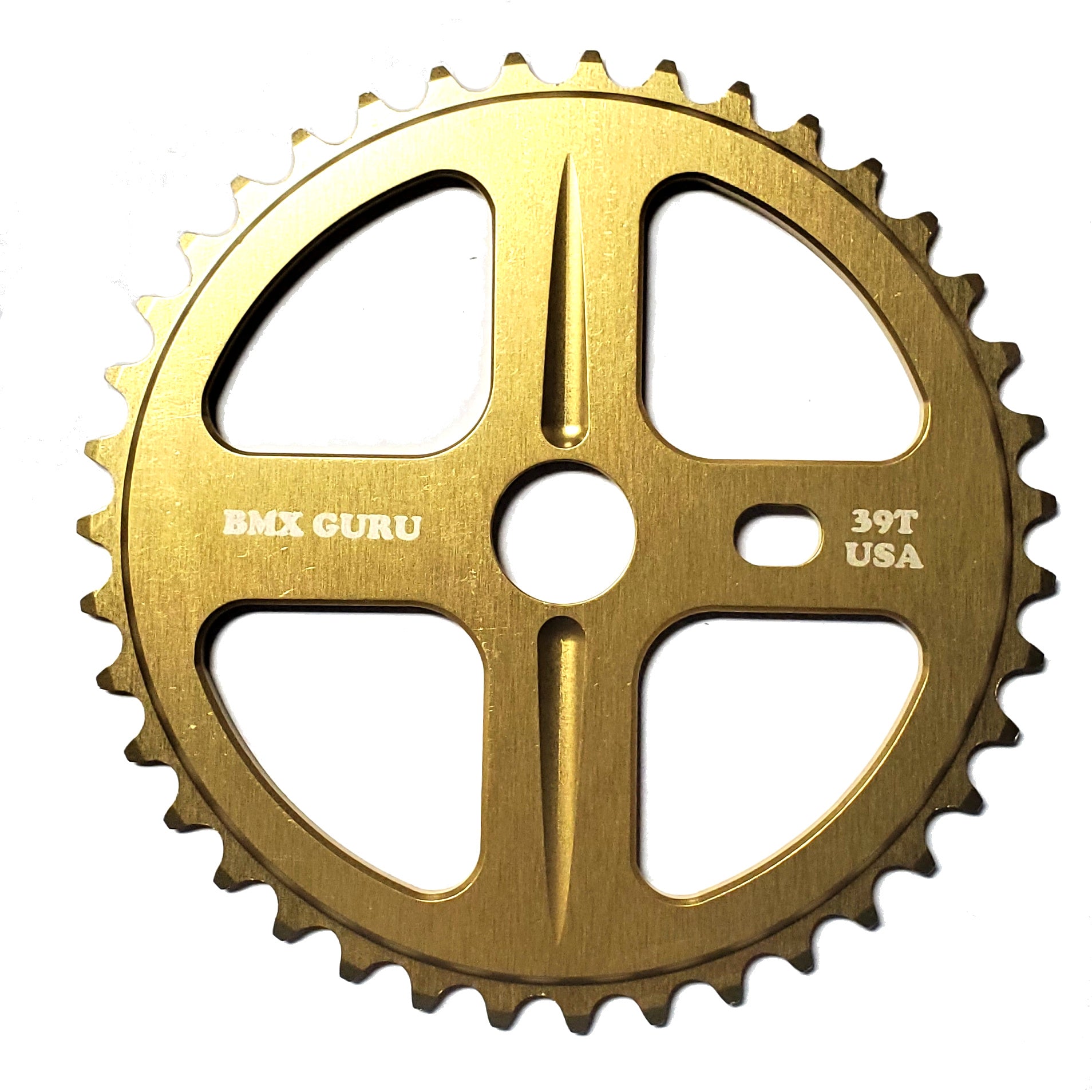 BMXGuru 39t Bolt Drive BMX Aluminum Sprocket / Chainwheel - Gold - USA Made