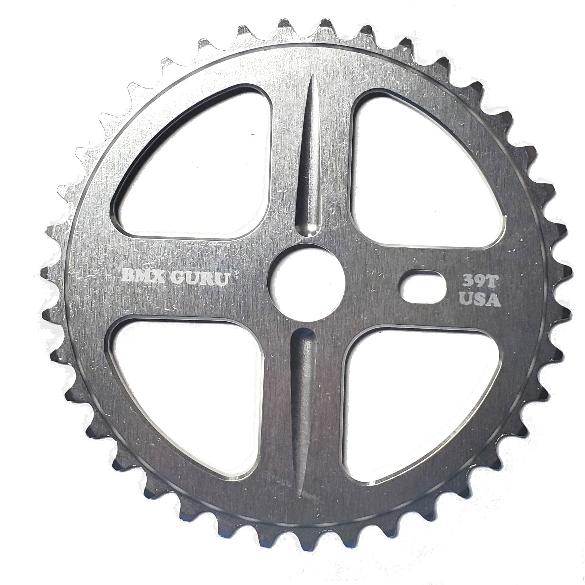BMXGuru 39t Bolt Drive BMX Aluminum Sprocket / Chainwheel - Silver - USA Made