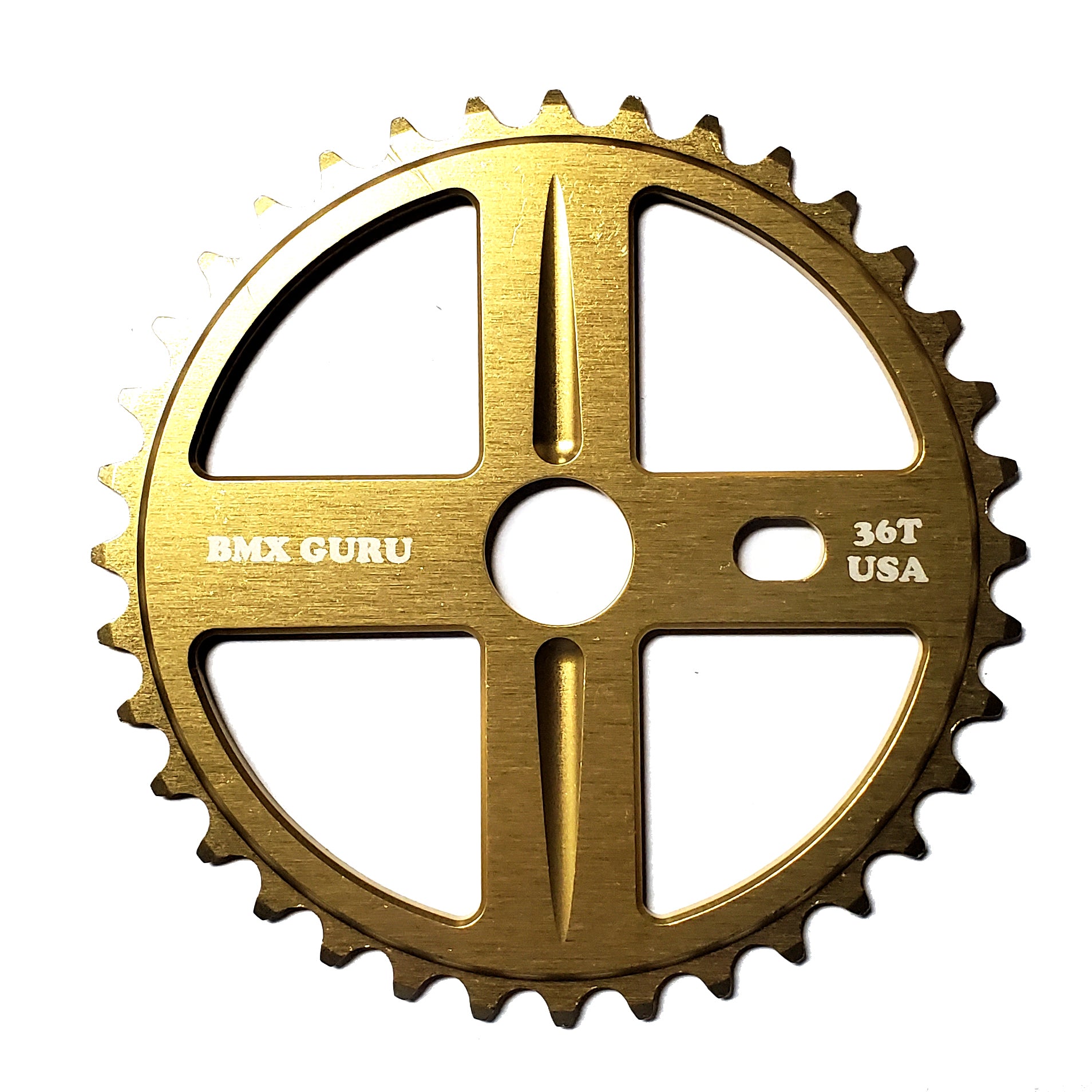 BMXGuru 36t Bolt Drive BMX Aluminum Sprocket / Chainwheel - Gold - USA Made