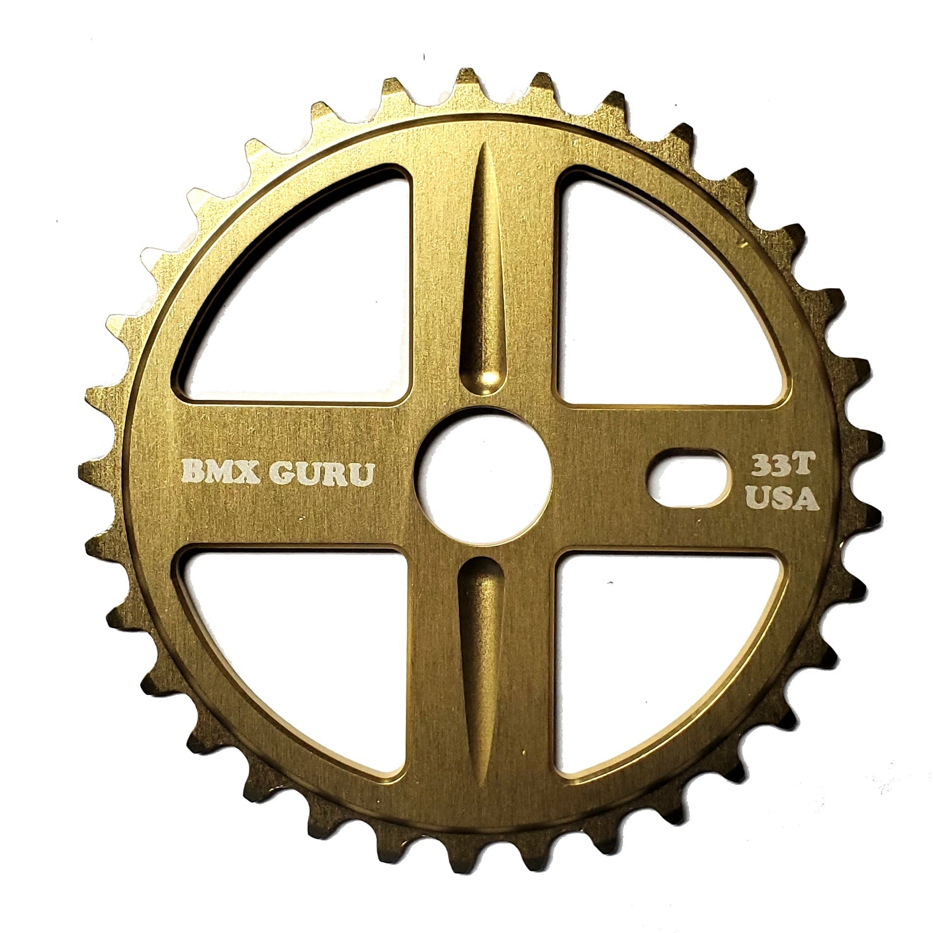 BMXGuru 33t Bolt Drive BMX Aluminum Sprocket Chainwheel Gold USA BMXGuru C W Cycle