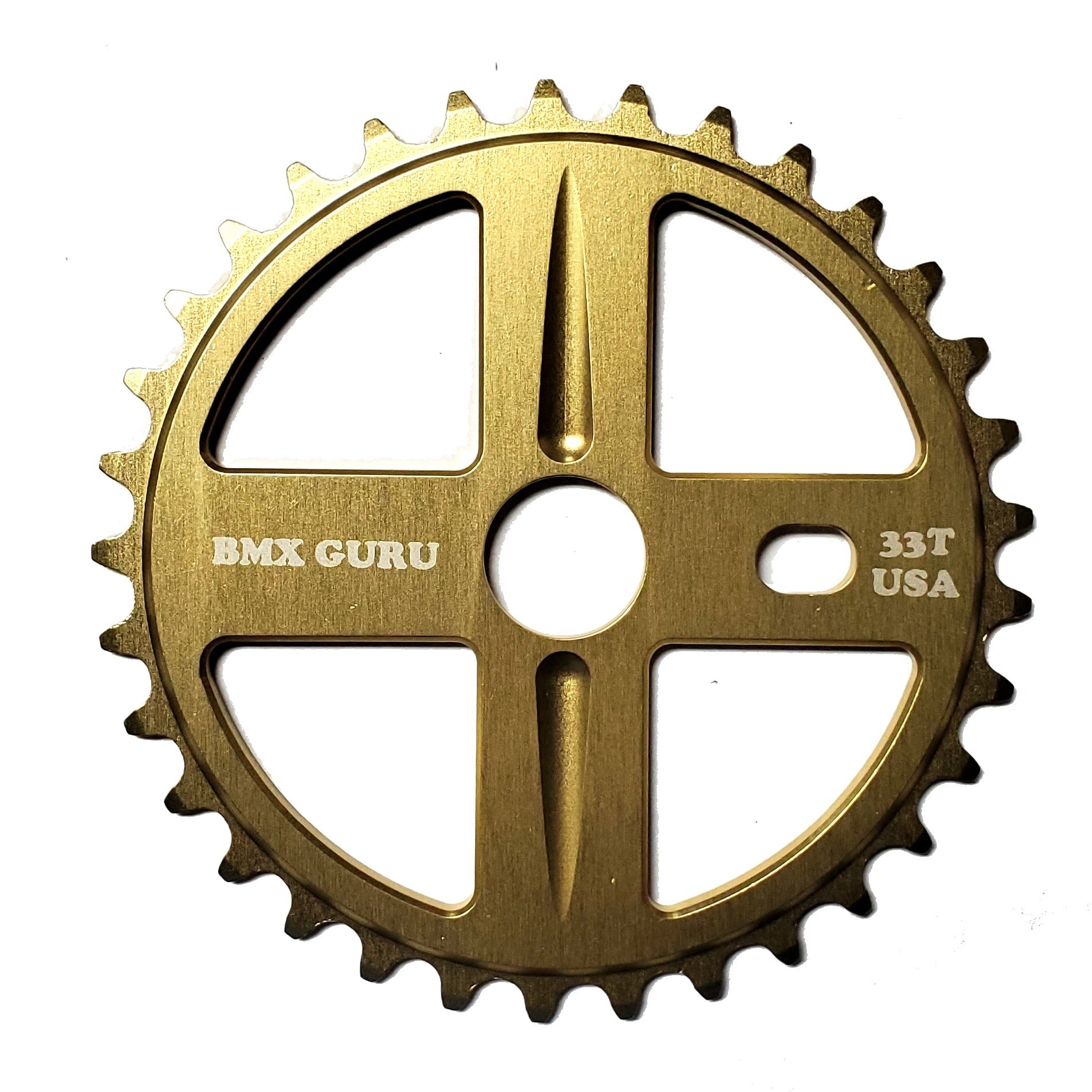 BMXGuru 33t Bolt Drive BMX Aluminum Sprocket / Chainwheel - Gold - USA Made