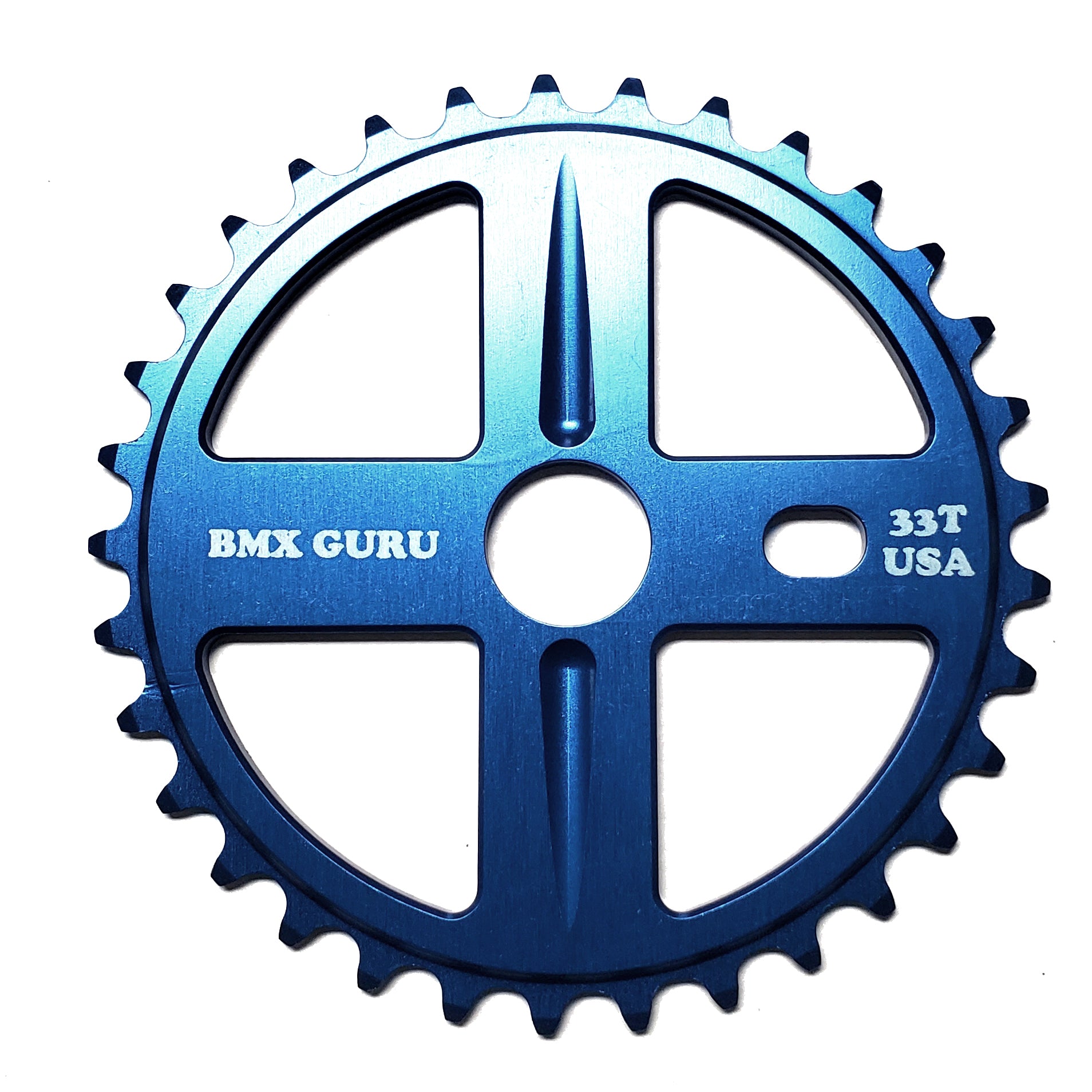 BMXGuru 33t Bolt Drive BMX Aluminum Sprocket / Chainwheel - Blue - USA Made