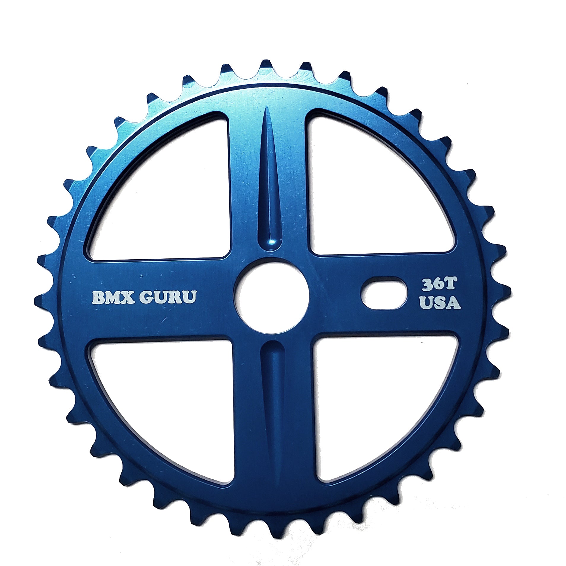 BMXGuru 36t Bolt Drive BMX Aluminum Sprocket / Chainwheel - Blue - USA Made