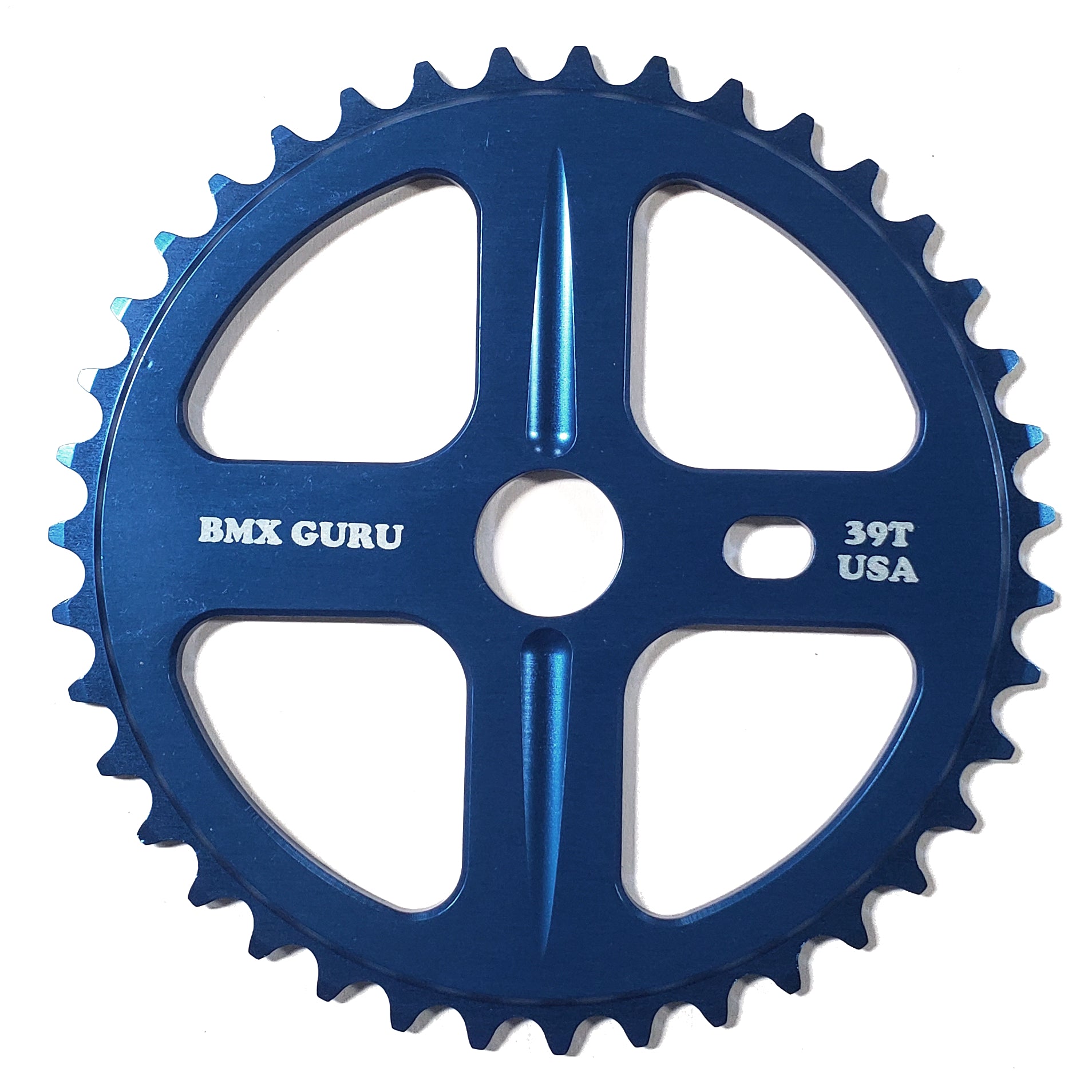 BMXGuru 39t Bolt Drive BMX Aluminum Sprocket / Chainwheel - Blue - USA Made