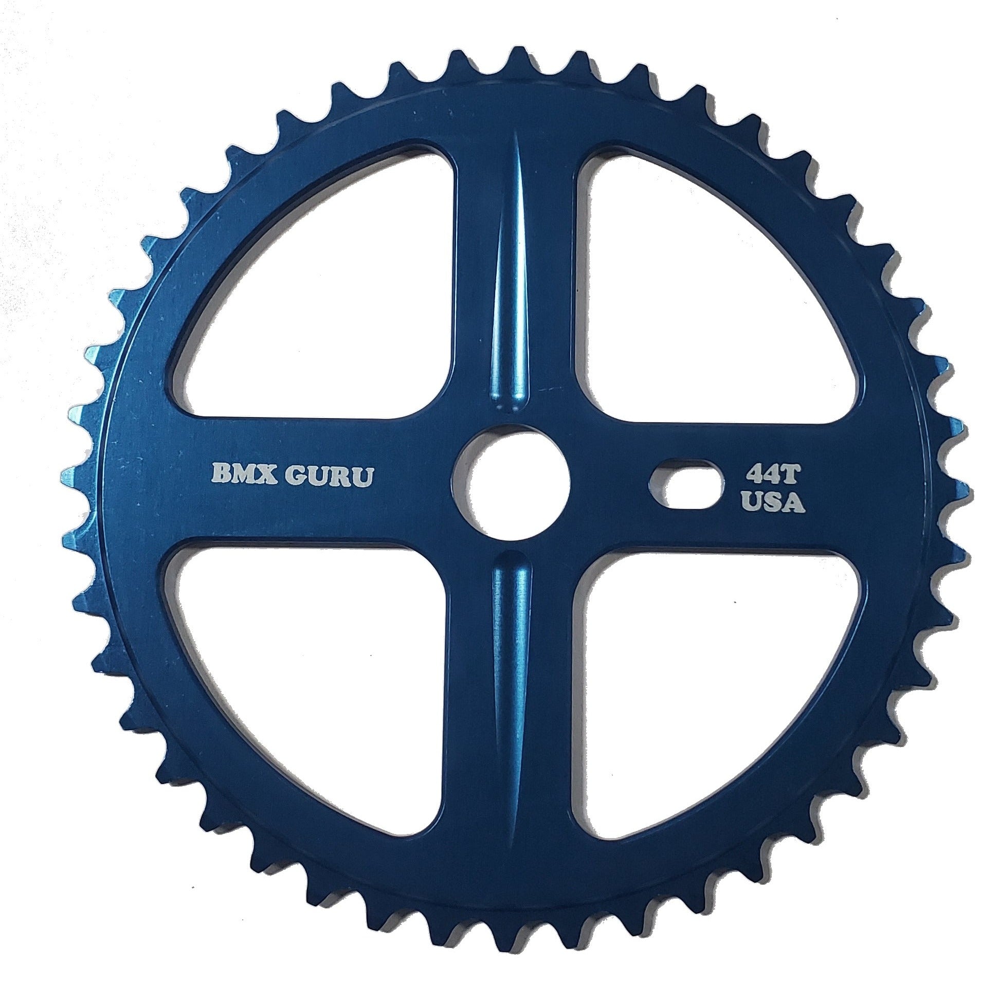 BMXGuru 44t Bolt Drive BMX Aluminum Sprocket / Chainwheel - Blue - USA Made