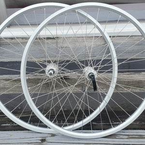 26" Capstone Double Wall MTB/Comfort 5, 6, 7 speed Freewheel Wheelset - Sealed Bearing - 36H - QR Front - Silver