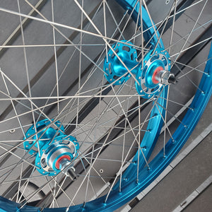24" 7X style Sealed Machined Flange BMX Wheels - Pair - Blue Anodized