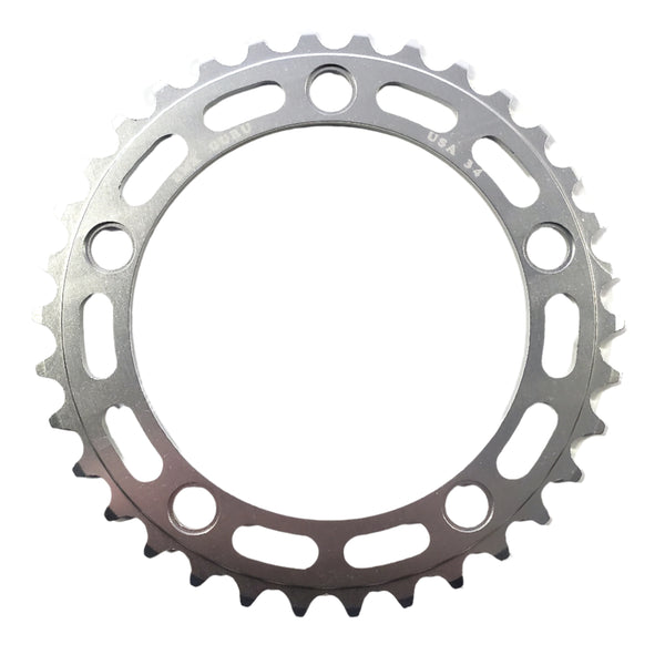 BMXGuru 34t BMX Chainring - Silver - 110mm 5-bolt - USA Made