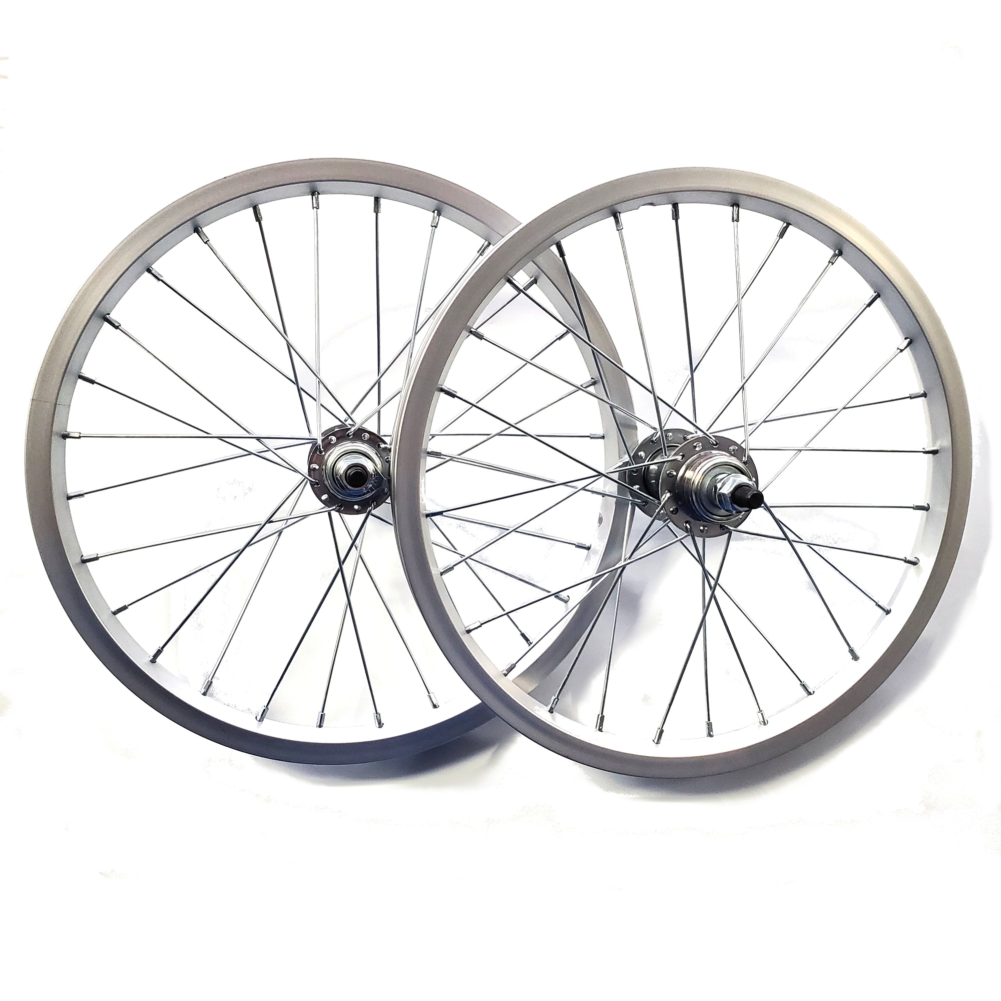 16" Aluminum BMX Wheelset - Freewheel - Pair - Silver