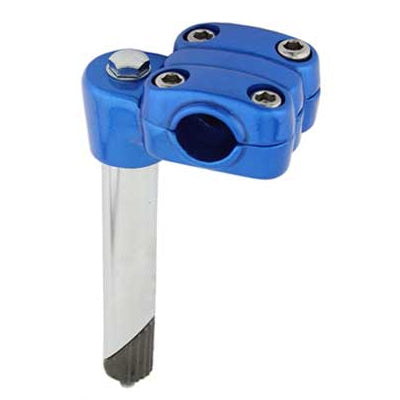 Blue bicycle stem on white background