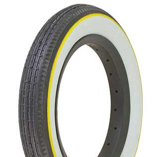 12-1/2 X 2-1/4 Duro Street Tread Tire - Black w/ Whitewall & Yellow Stripe