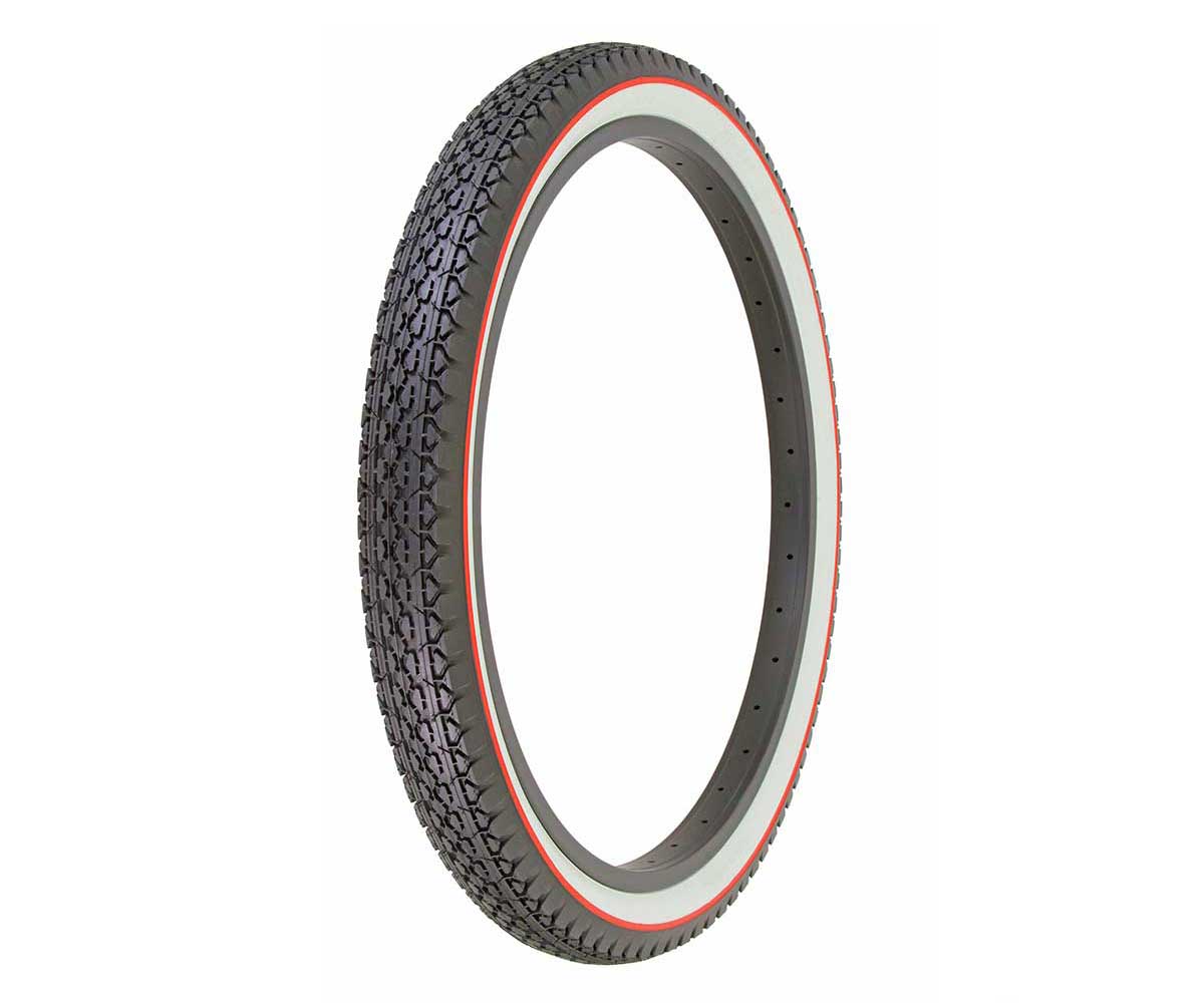 26x2.125 Duro Goodyear-tread Tire - Black w/ Whitewall & Red Stripe
