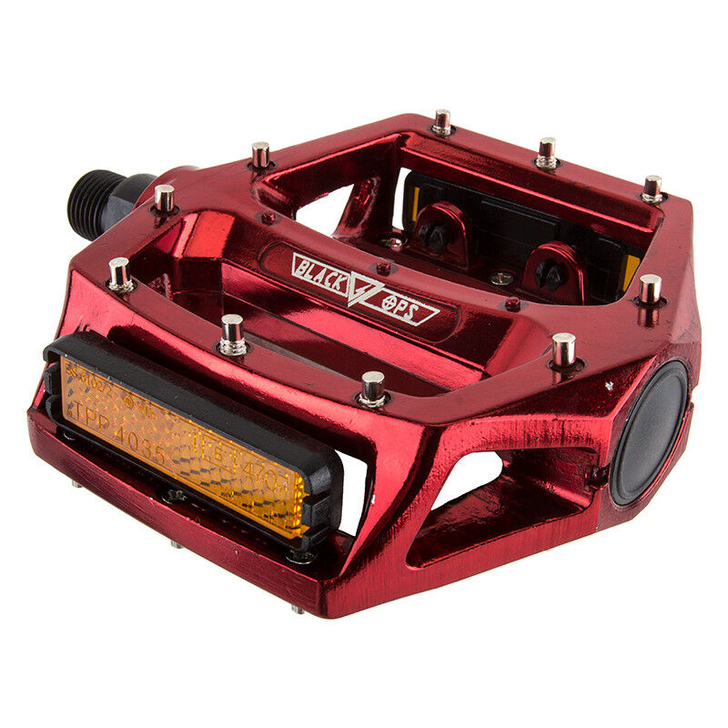 BlackOps Aluminum BMX Pro Size Platform Pedals - 9/16" - Red