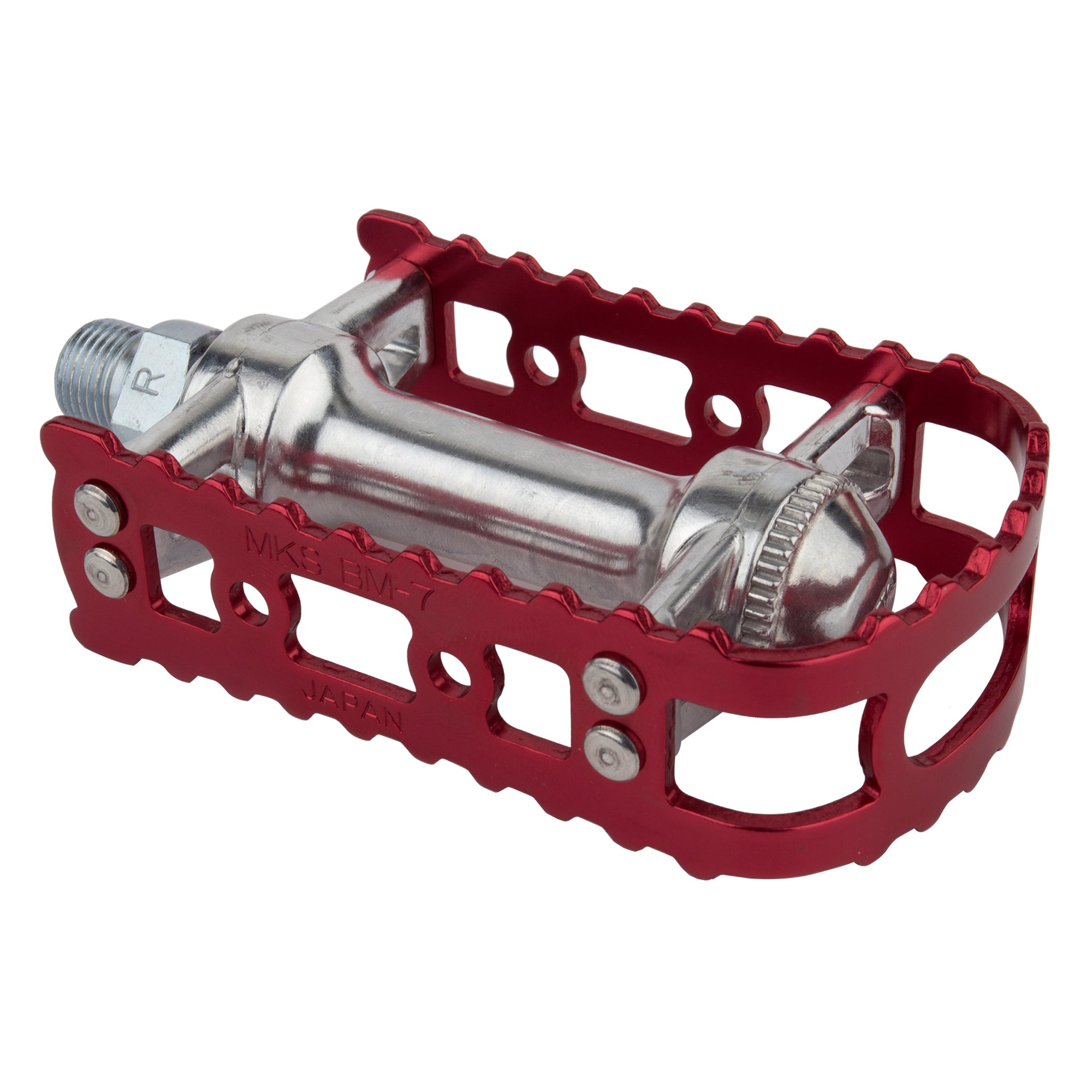 MKS BM-7 BMX Cage Pedals - 9/16" - Red Anodized