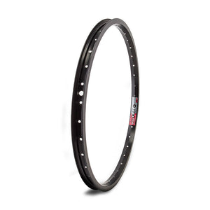 A black Weinmann 519 aluminum BMX rim with 36 holes and a red logo.