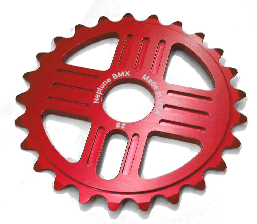 Neptune Helm 25t Bolt Drive BMX Aluminum Sprocket / Chainwheel - Red - USA Made