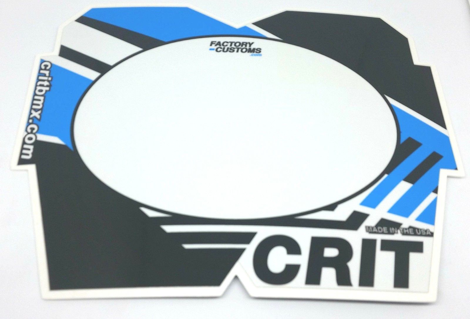 Crit BMX Pro Number Plate -  Light Blue Color Block Graphics - USA Made