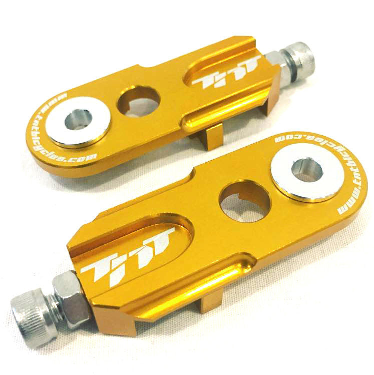 TNT Bicycles 3/8" BMX Chain Tensioners - Pair - w/ 6mm adapter - Gold