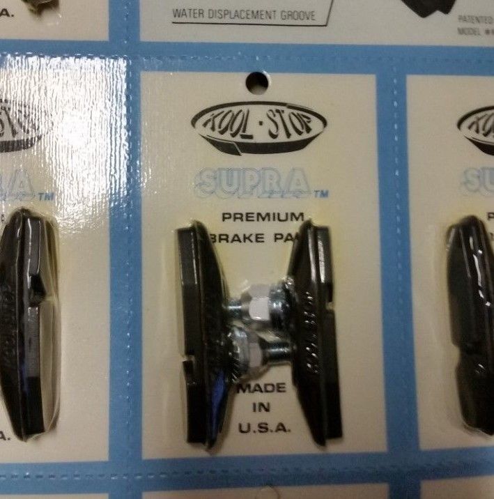 Kool Stop Supra Threaded brake pads shoes Black USA Made NOS Skyway Tuff
