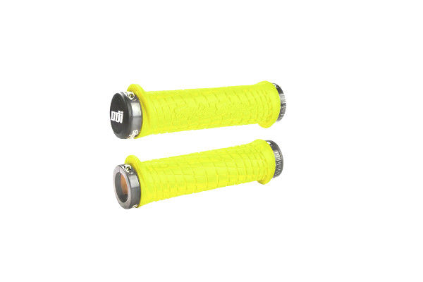 ODI Troy Lee Designs Lock-On BMX Grips - Fluor Yellow w/ Gray clamps - USA Made