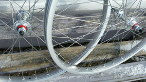 26" Araya 7X Sealed BMX Wheels - Pair - w/ Flip-Flop - Silver Anodized