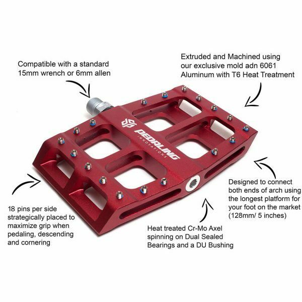 Pedaling Innovations Catalyst Aluminum Platform Pedals - Sealed - 9/16 - Red