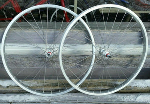 26" Araya 7X Sealed BMX Wheels - Pair - w/ Flip-Flop - Silver Anodized
