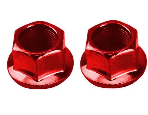 MCS BMX Flanged Axle Nuts - 14mm x 1 - Set of 2 - Red