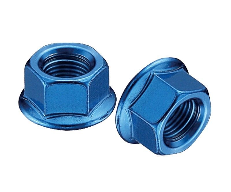 MCS Chromoly Flanged Axle Nuts - 3/8" x 26t - Set of 2 - Blue