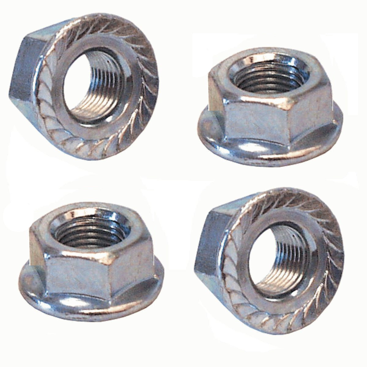 Steel Flanged Axle Nuts 3/8" x 24t Set of 4
