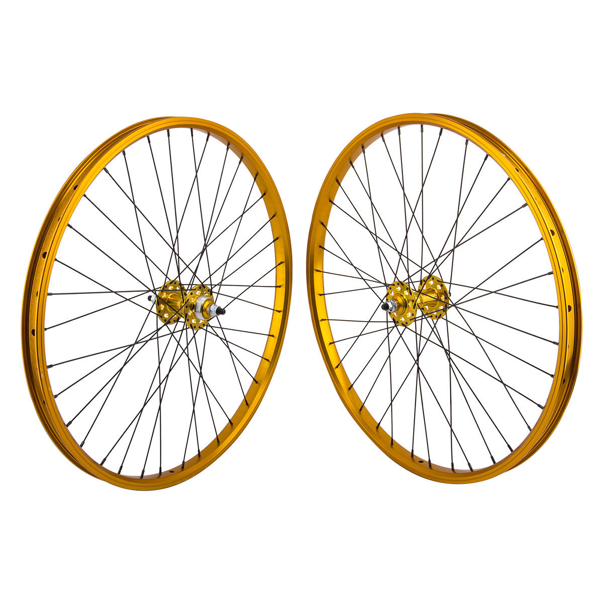 26" SE Racing Wheelset - Pair - 36H - Double Wall - Sealed Bearing - Freewheel - Gold