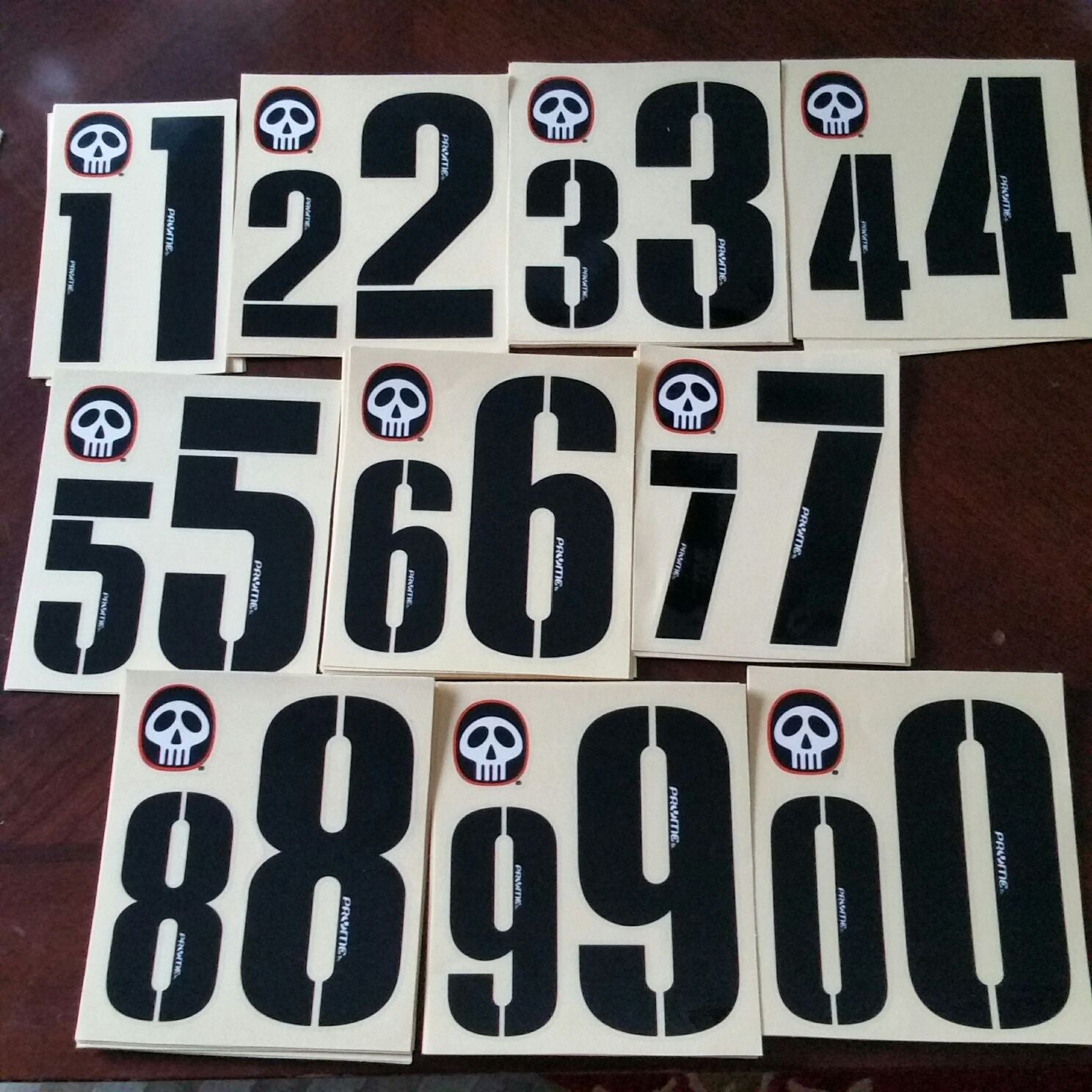 Pryme BMX Numberplate Number Sheet