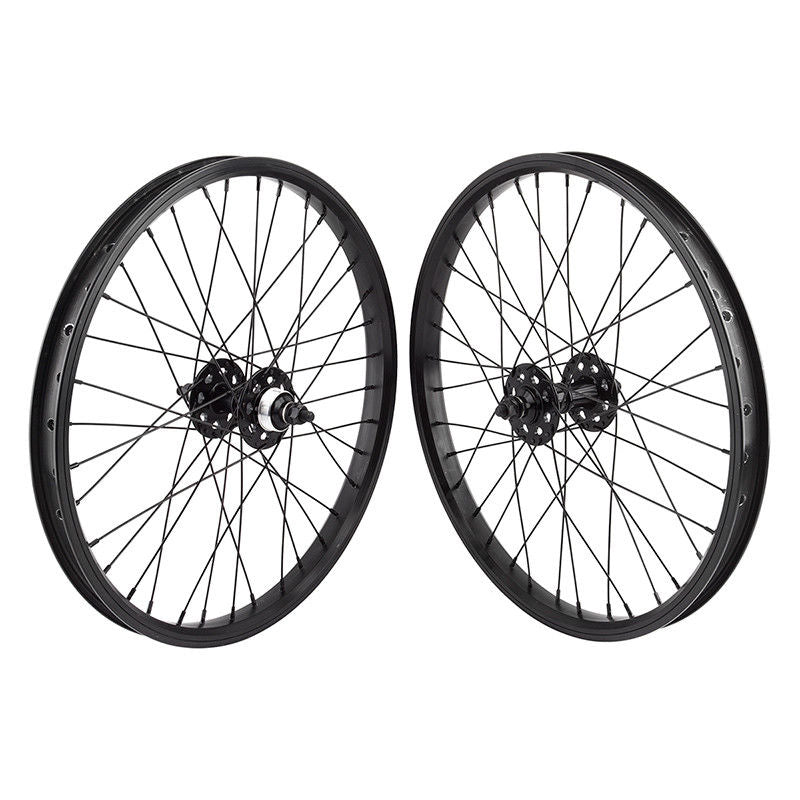 20" SE Racing Wheelset - Pair - 36H - Double Wall - Sealed Bearing - Freewheel - Black