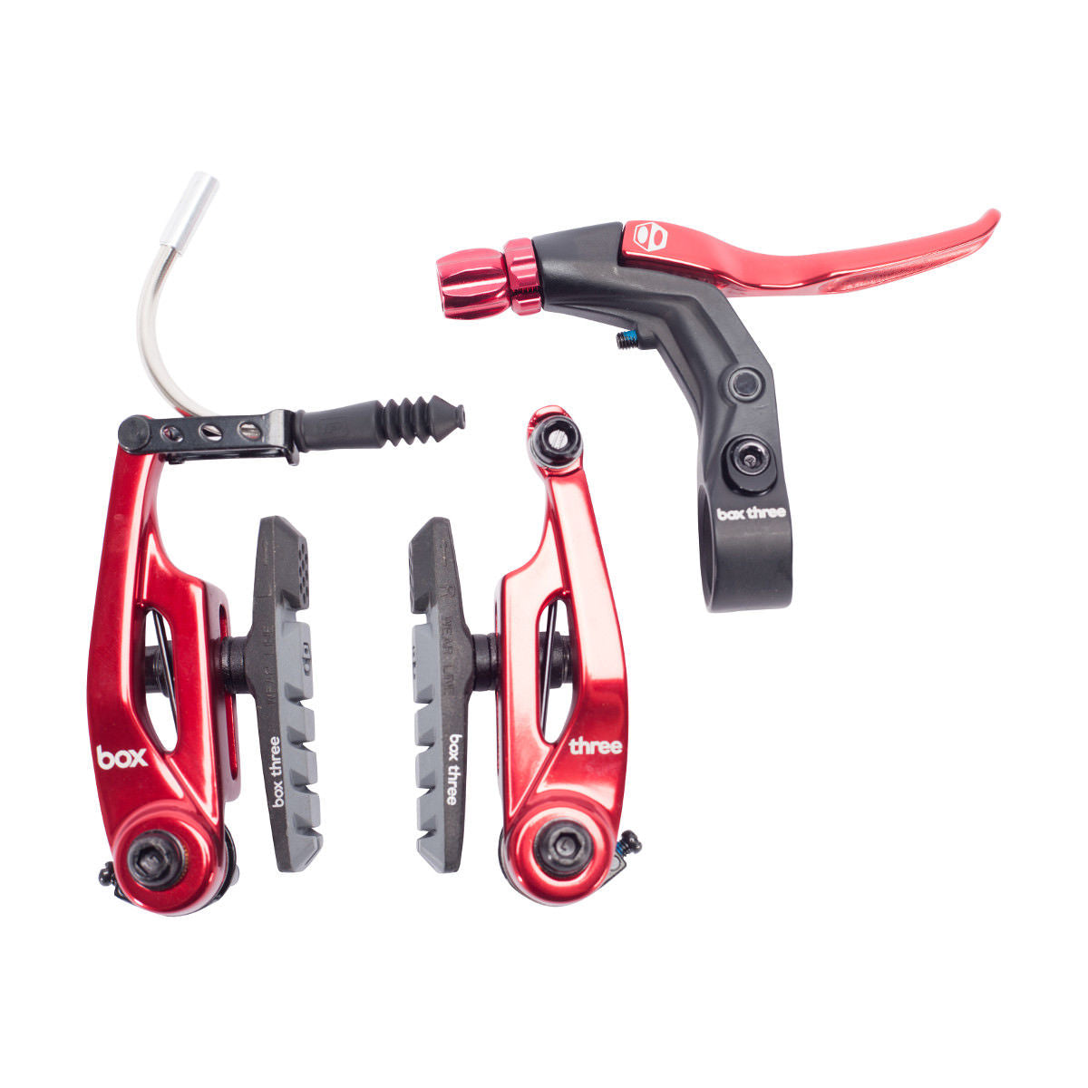 Box Three Mini V Brake BMX Kit Short Reach 85mm Red BMXGuru C W Cycle
