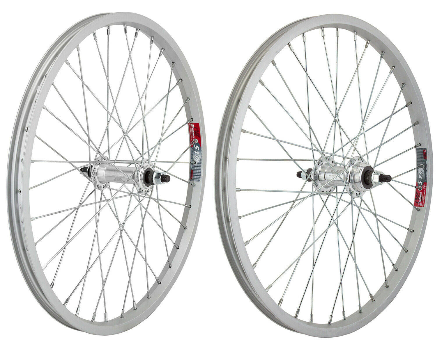 20" Weinmann 519 BMX Wheels - Freewheel - Pair - Silver