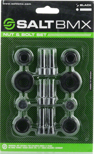 Salt BMX Nut and Bolt kit Stem bolts, Axle Nuts + Washers, Valve Caps - Black