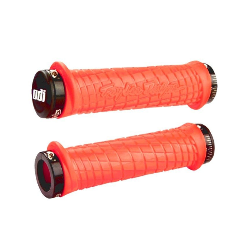 ODI Troy Lee Designs Lock-On BMX Grips - Fluor Orange w/ Black clamps - USA Made