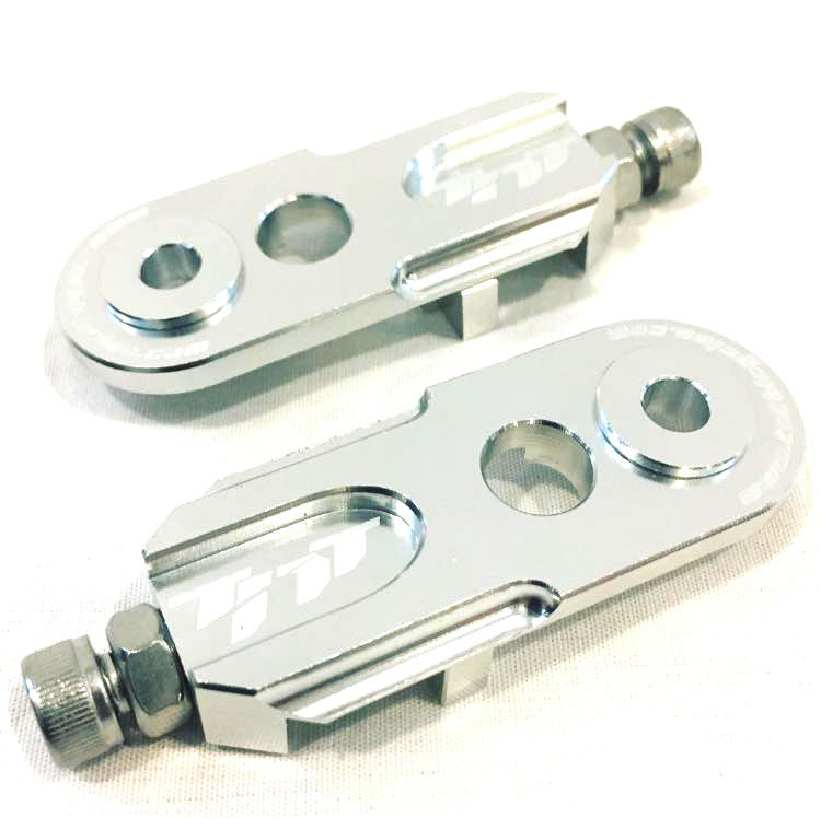 TNT Bicycles 3/8" BMX Chain Tensioners - Pair - w/ 6mm adapter - Silver