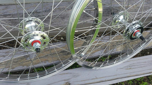 20" 7X style Sealed Road Flange BMX Wheels w/ 16t Freewheel - Pair - Polished