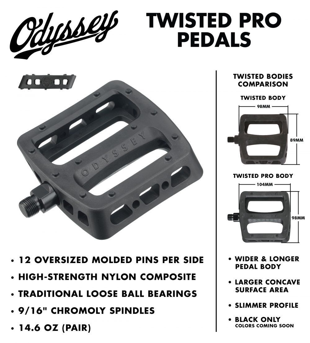 Odyssey Twisted PC PRO BMX Platform Pedals - Black - 9/16"
