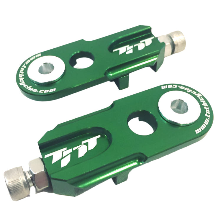 TNT Bicycles 3/8" BMX Chain Tensioners - Pair - w/ 6mm adapter - Green