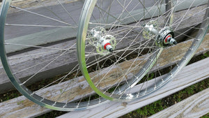 26" 7X style Sealed Road Flange BMX Wheels - Pair - w/ 16t Freewheel - Polished