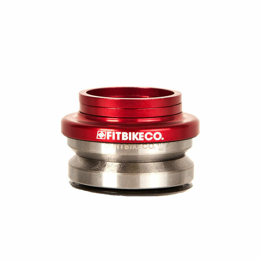 A red Fit BMX 1-1/8" integrated headset for bicycles, showing the front view with the brand name visible.