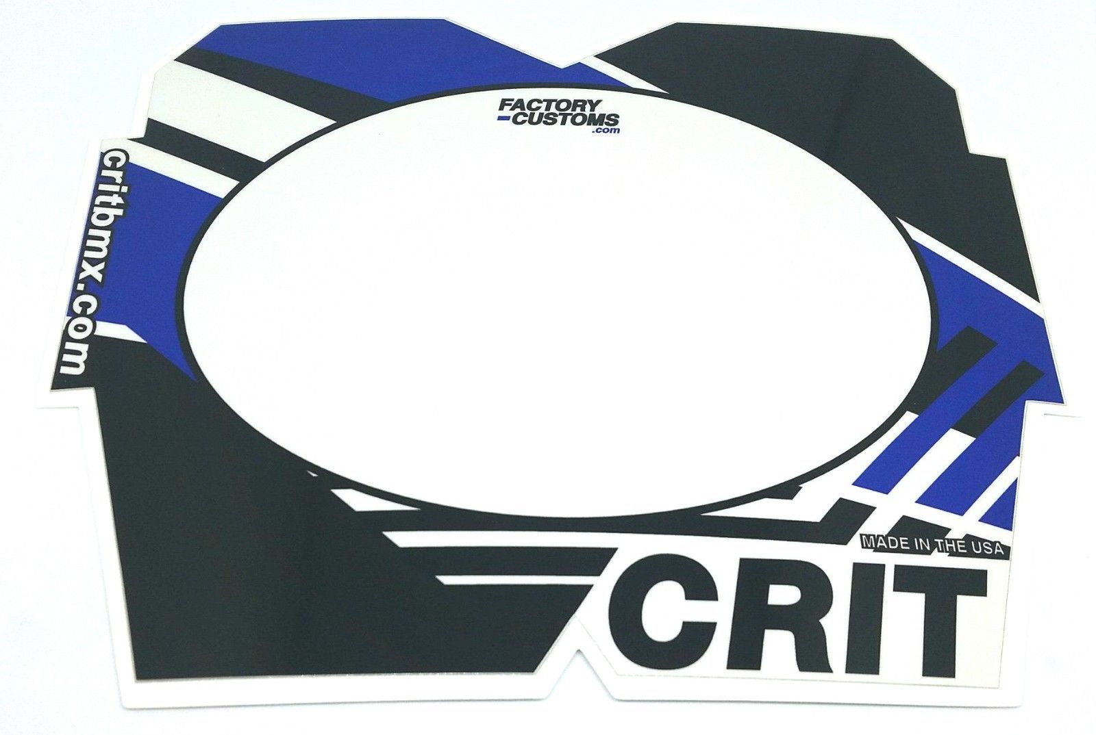 Crit BMX Pro Number Plate -  Blue Color Block Graphics - USA Made