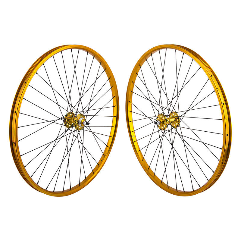 29" SE Racing Wheelset - Pair - 36H - Double Wall - Sealed Bearing - Flip Flop - Gold