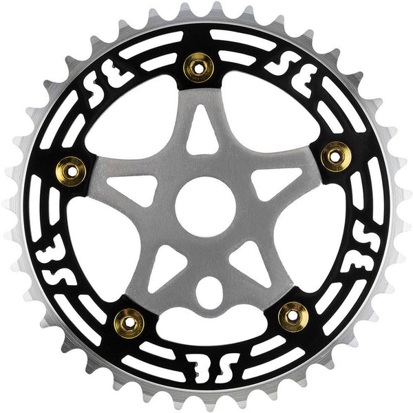 SE Racing BMX 39T Aluminum Spider & 5-bolt Chainring Combo - Black ove ...